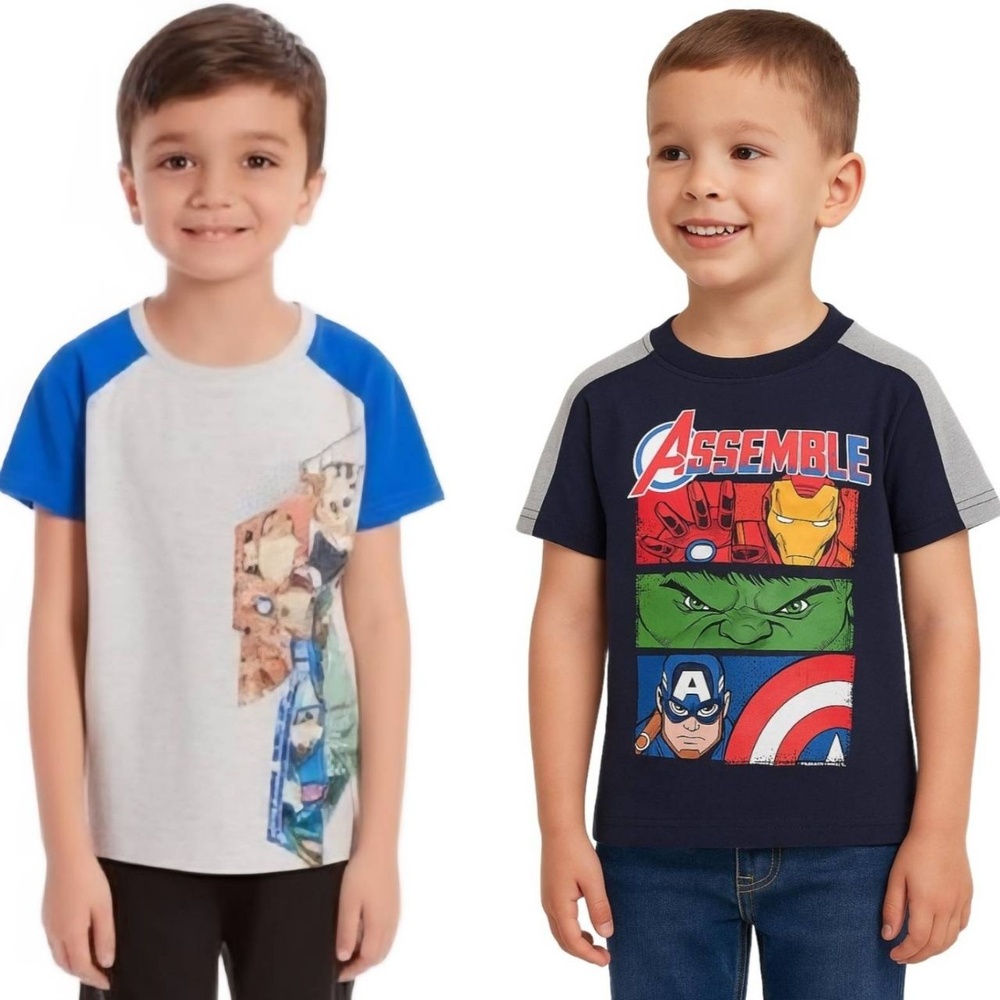 Boys MARVEL‎ AVENGERS Bundle: 2 Boys Size 5 Avengers Graphic Superhero T-shirts
